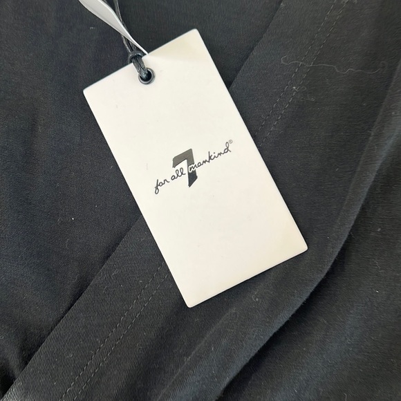 NWT 7 For All Mankind jet black wrap front blouson sleeve 100%cotton top - Picture 4 of 11